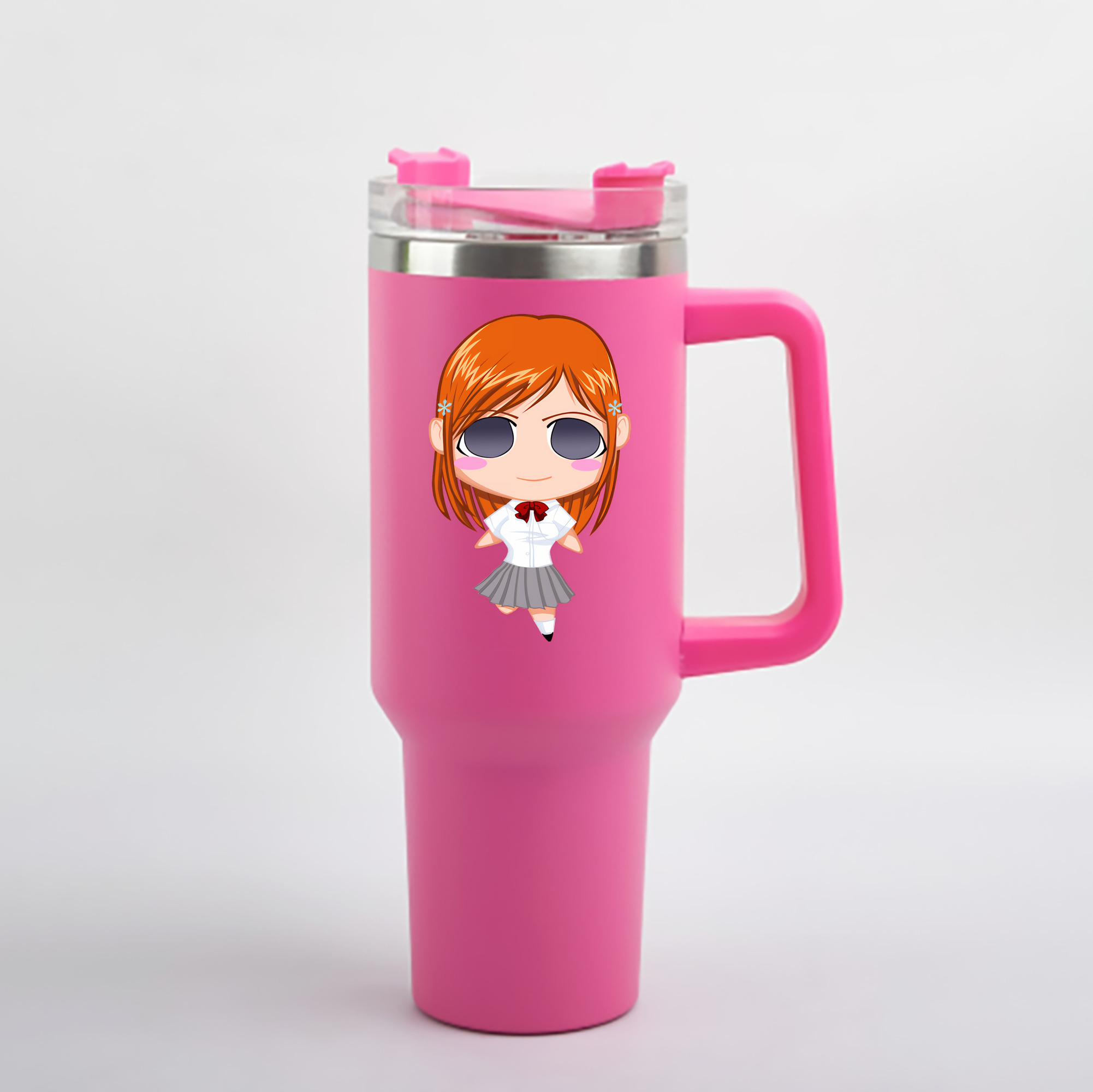 （画像用） ブリーチ 井上織姫（いのうえおりひめ） BLEACH Inoue Orihime 1200mL車用タンブラー - クリスタルステッカー（プラスチックストロー付き）